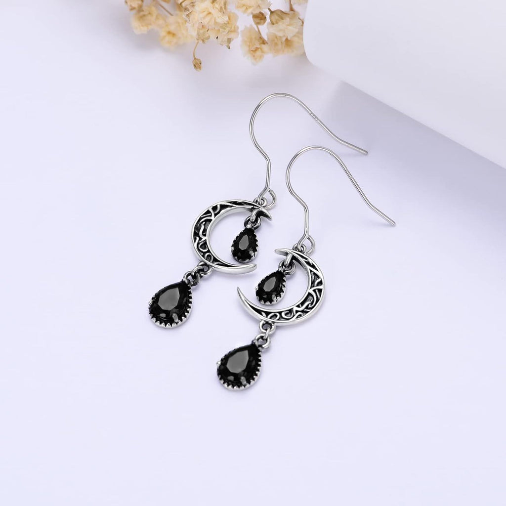 Crimson Moon Sterling Silver Drop Earrings