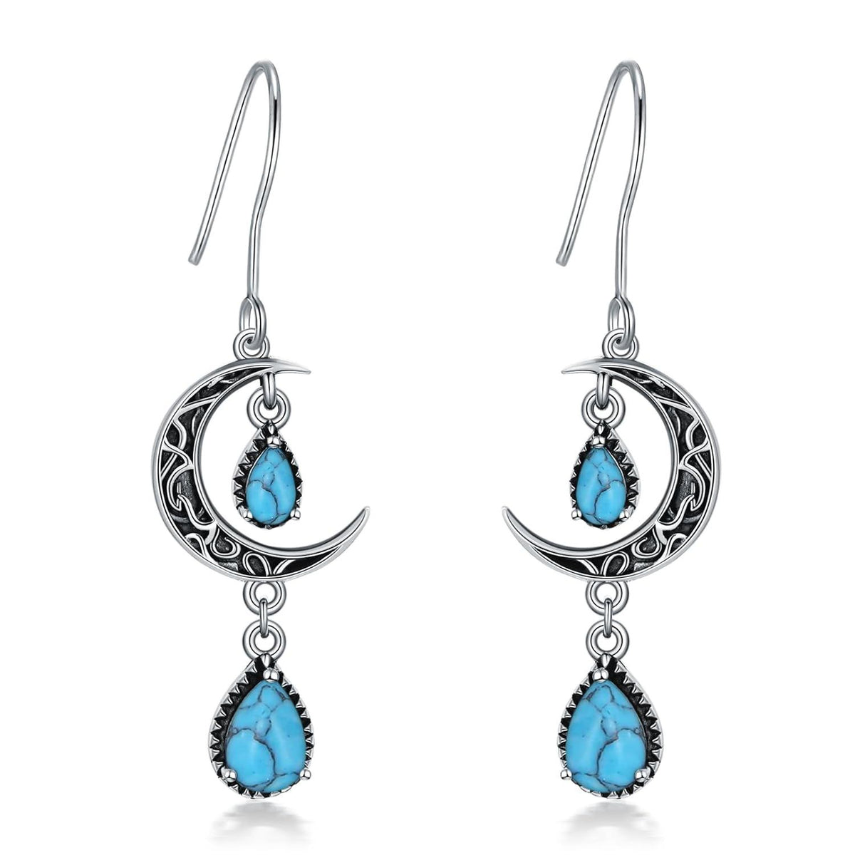 Crimson Moon Sterling Silver Drop Earrings