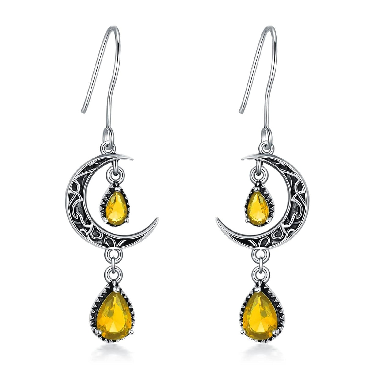 Crimson Moon Sterling Silver Drop Earrings
