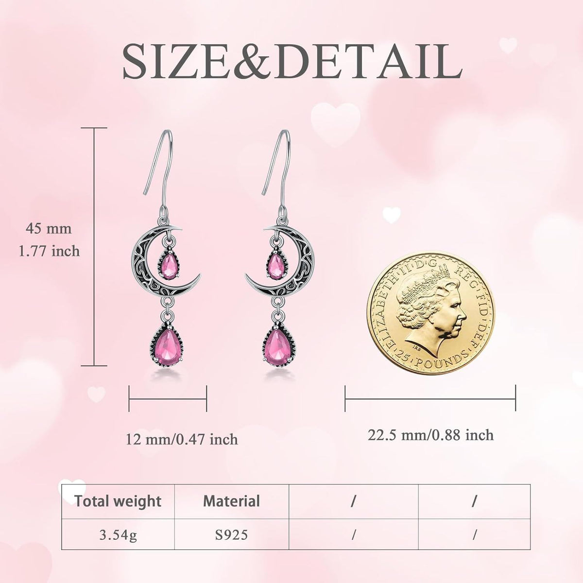Crimson Moon Sterling Silver Drop Earrings