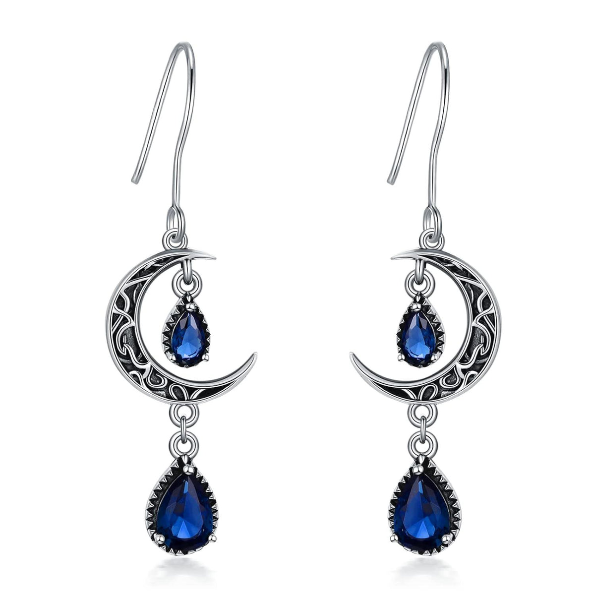 Crimson Moon Sterling Silver Drop Earrings