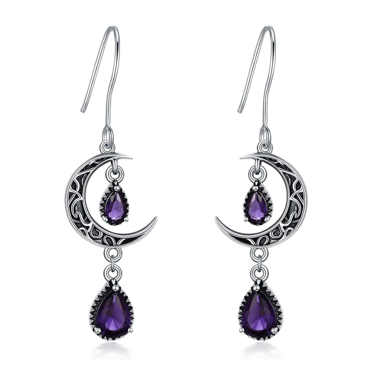 Crimson Moon Sterling Silver Drop Earrings