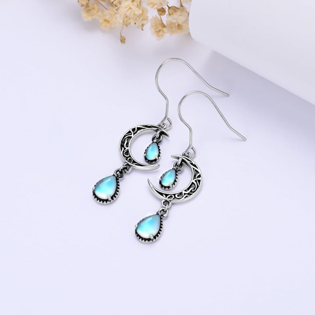 Crimson Moon Sterling Silver Drop Earrings