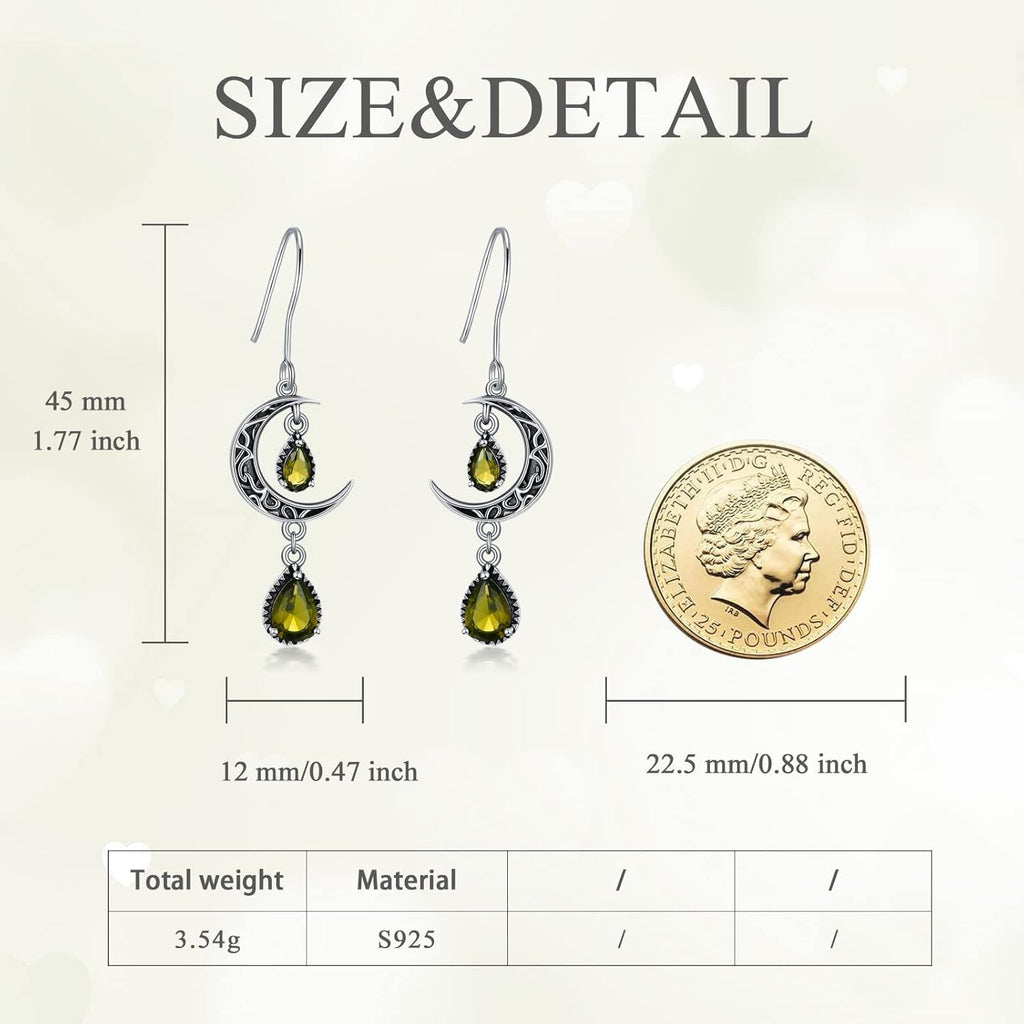 Crimson Moon Sterling Silver Drop Earrings