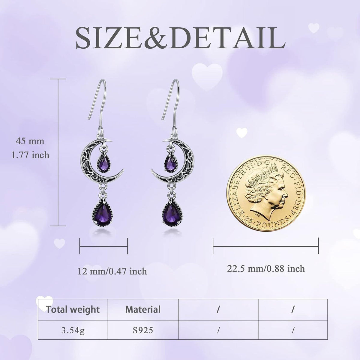 Crimson Moon Sterling Silver Drop Earrings