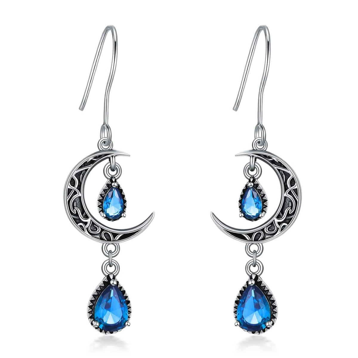 Crimson Moon Sterling Silver Drop Earrings
