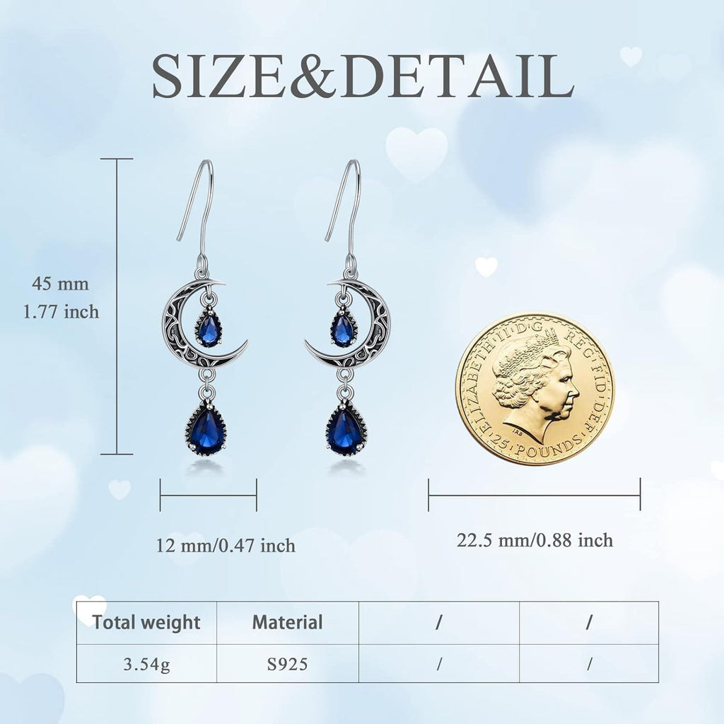 Crimson Moon Sterling Silver Drop Earrings