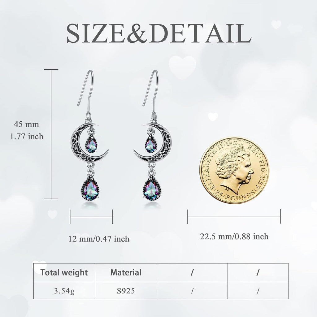 Crimson Moon Sterling Silver Drop Earrings