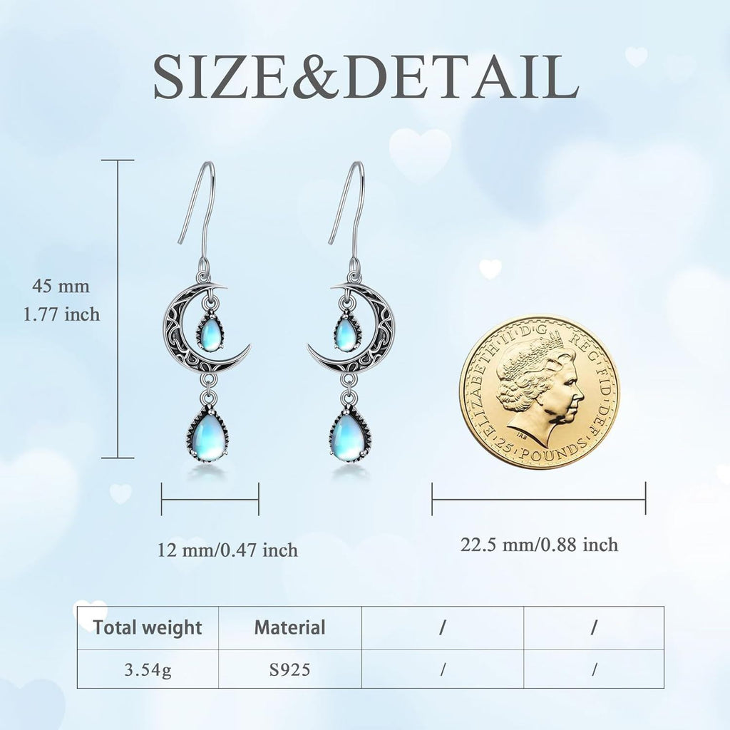 Crimson Moon Sterling Silver Drop Earrings