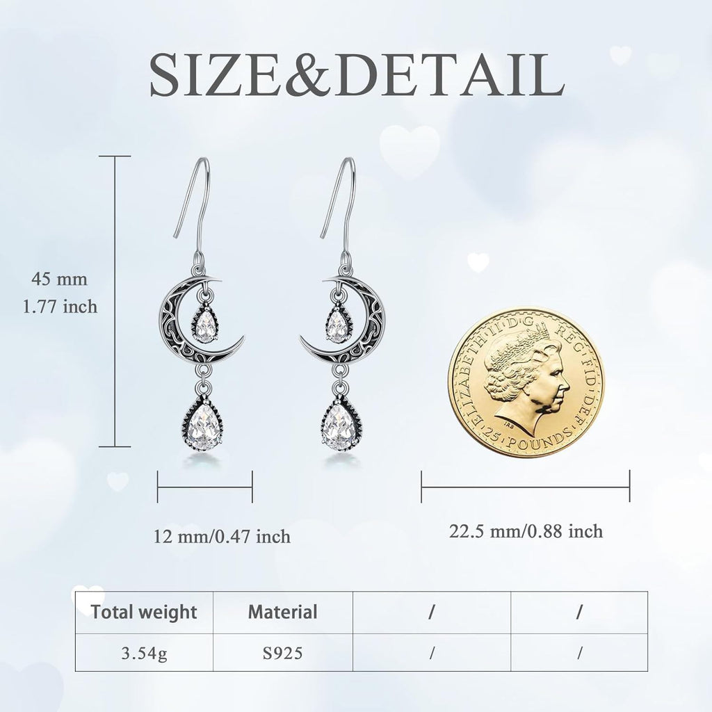 Crimson Moon Sterling Silver Drop Earrings