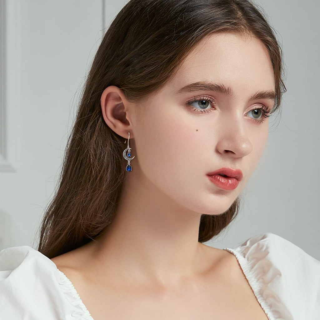 Crimson Moon Sterling Silver Drop Earrings