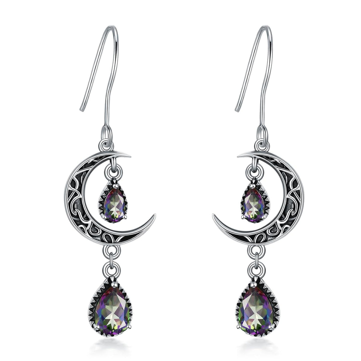 Crimson Moon Sterling Silver Drop Earrings