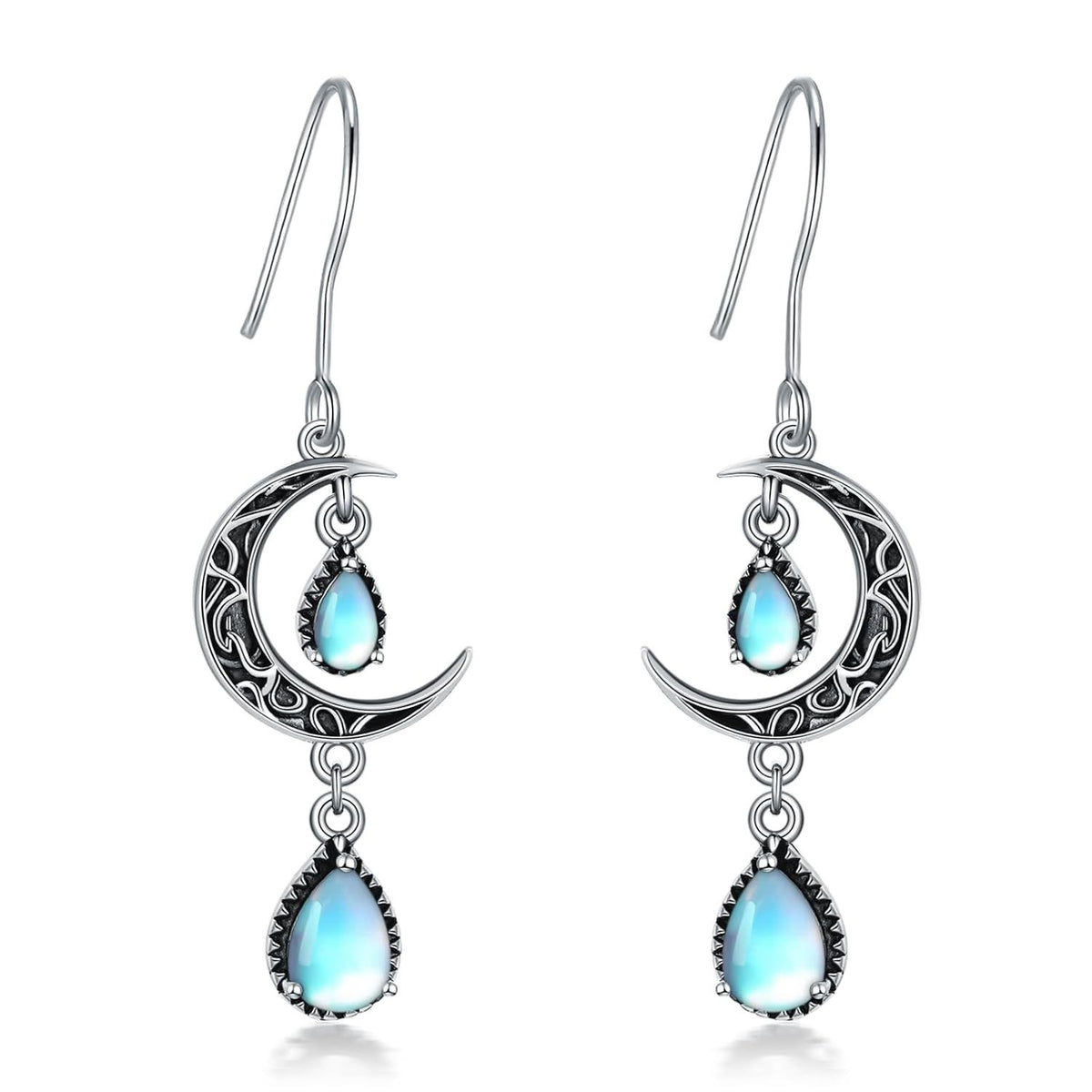 Crimson Moon Sterling Silver Drop Earrings