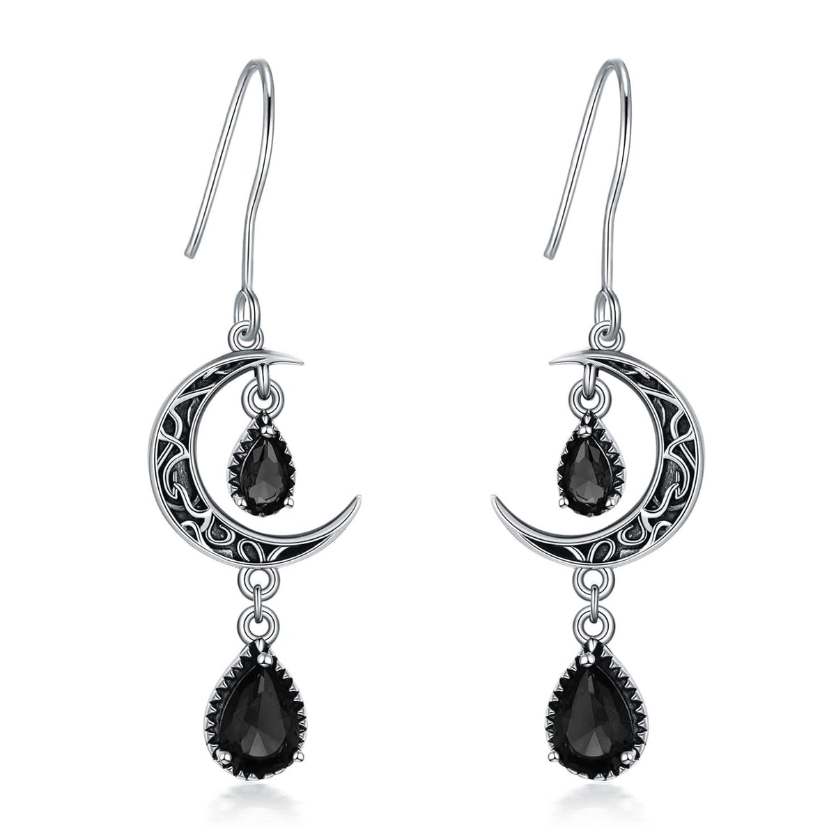 Crimson Moon Sterling Silver Drop Earrings