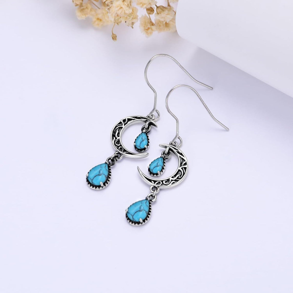 Crimson Moon Sterling Silver Drop Earrings