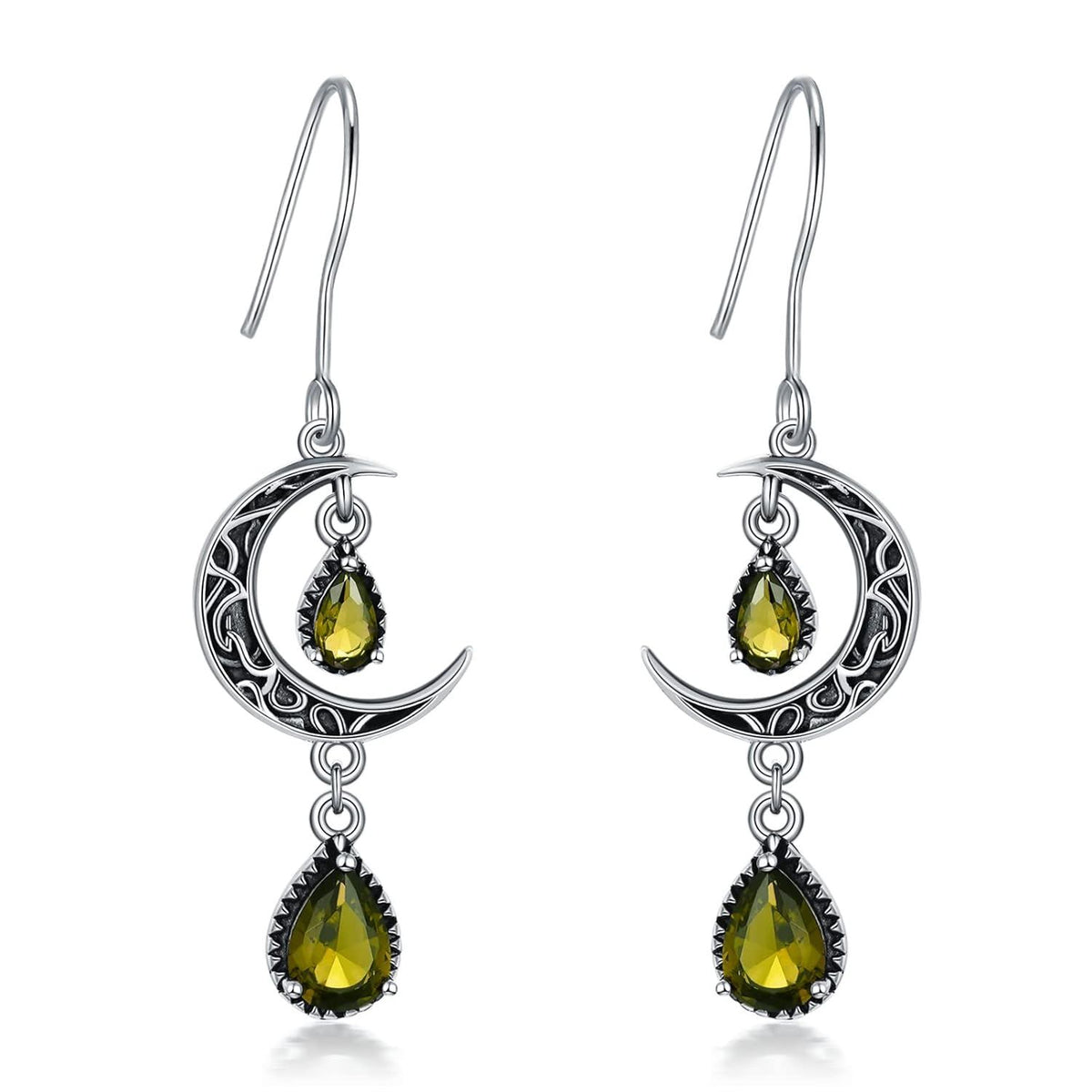 Crimson Moon Sterling Silver Drop Earrings