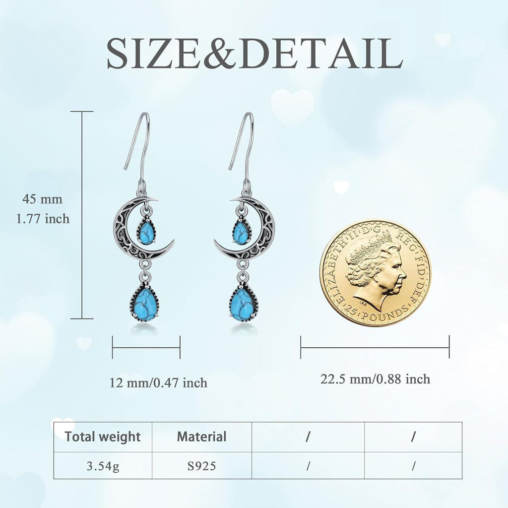 Crimson Moon Sterling Silver Drop Earrings