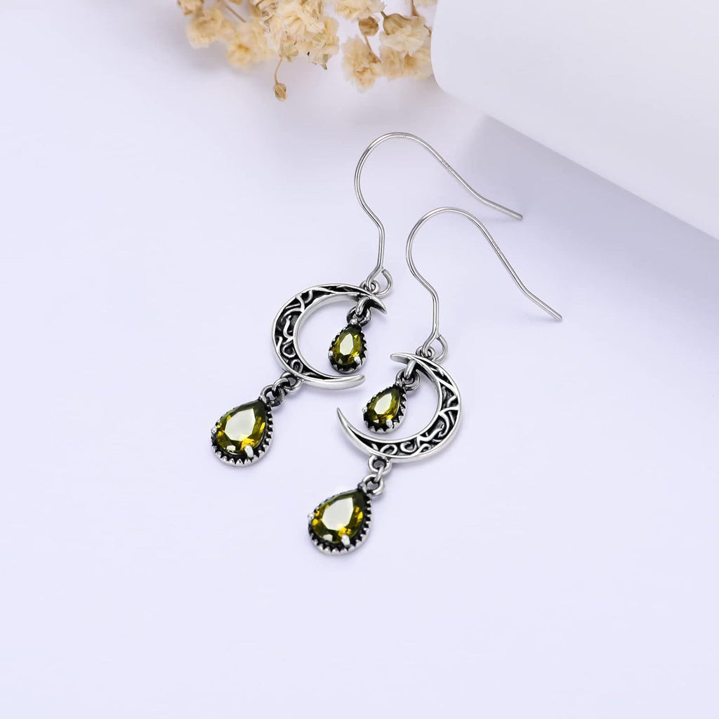Crimson Moon Sterling Silver Drop Earrings