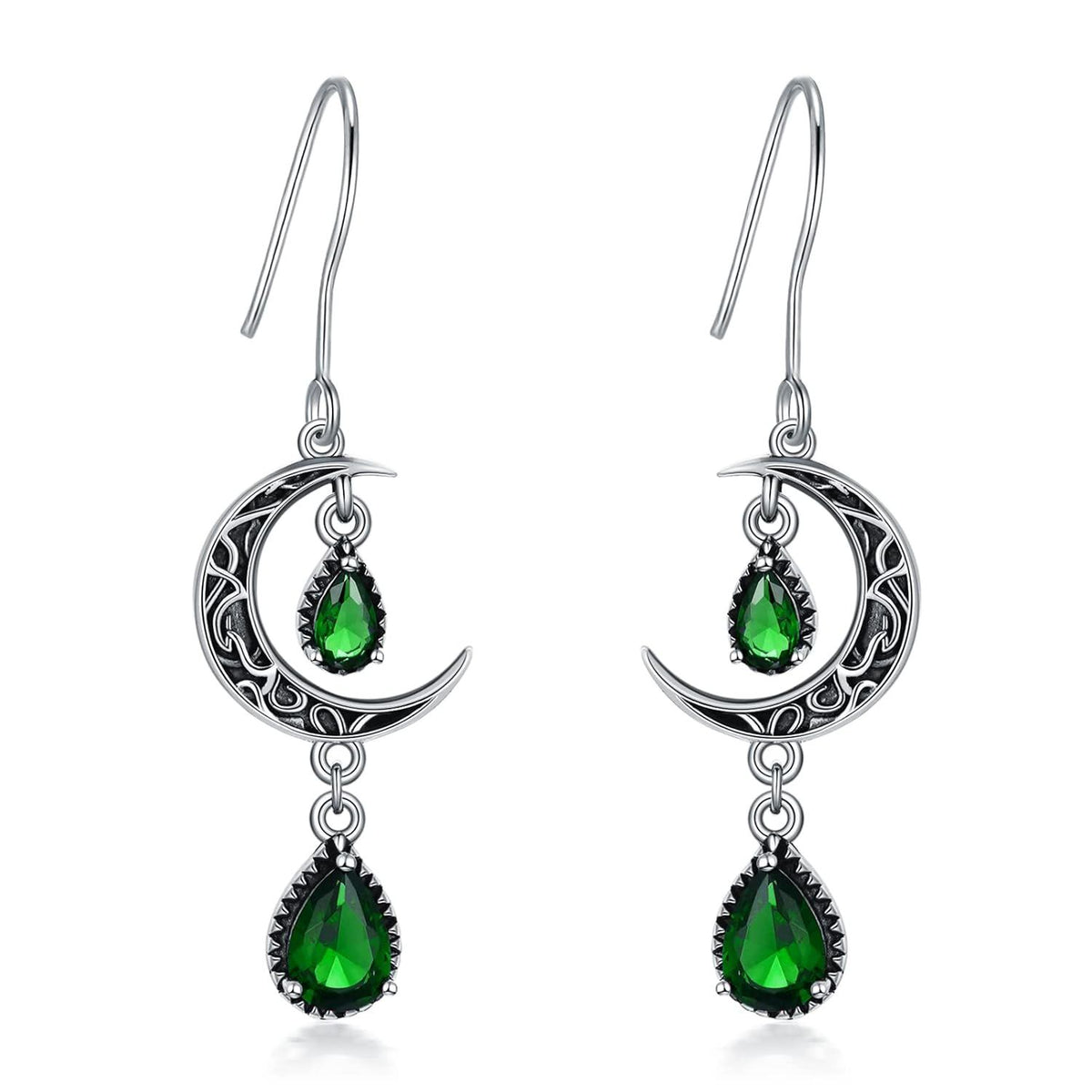 Crimson Moon Sterling Silver Drop Earrings
