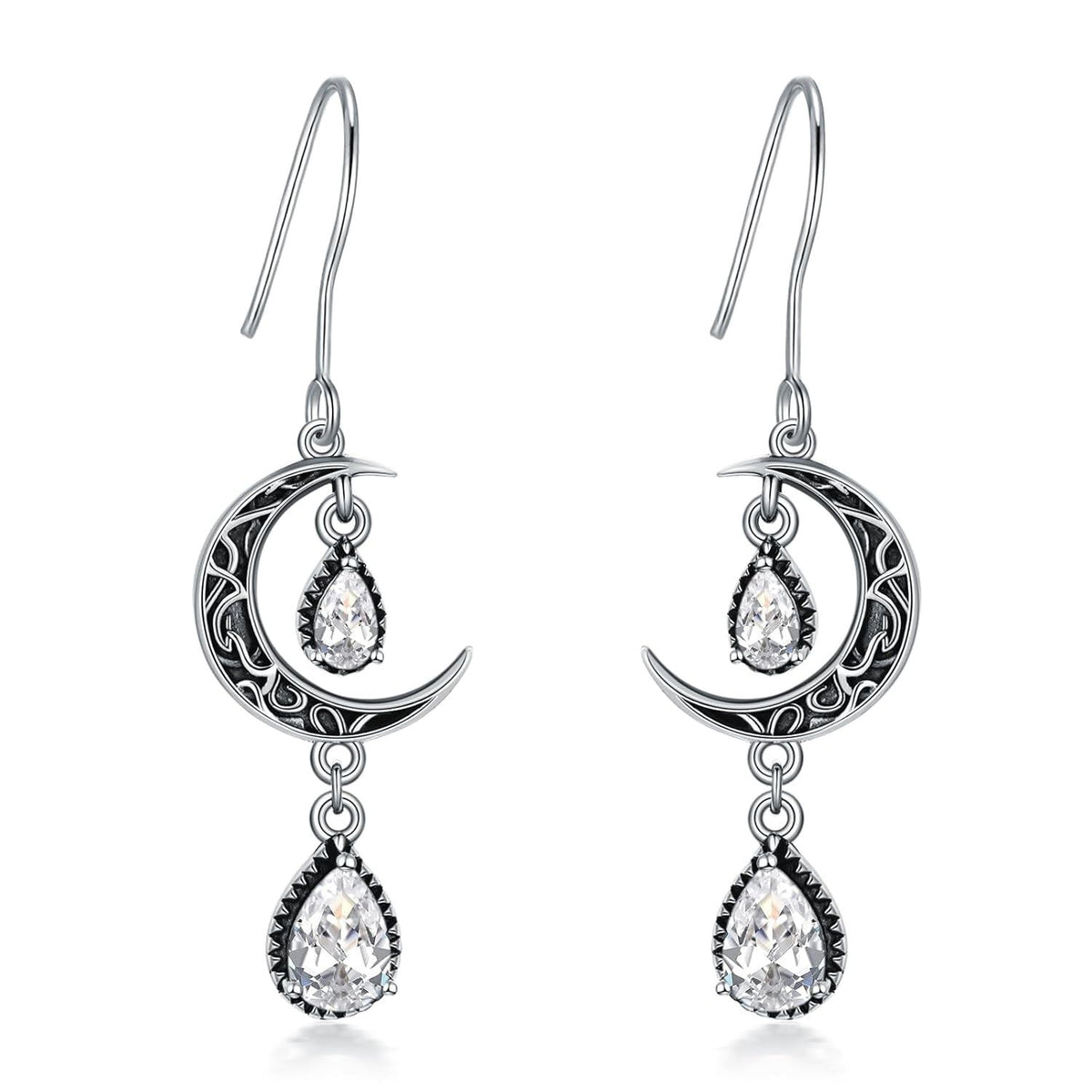 Crimson Moon Sterling Silver Drop Earrings