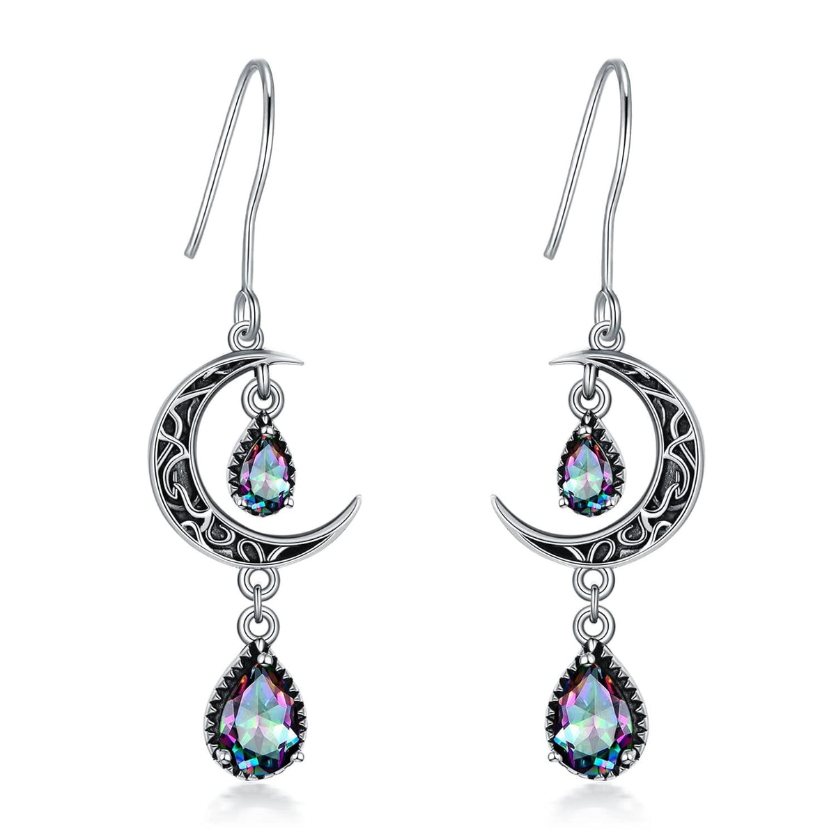Crimson Moon Sterling Silver Drop Earrings