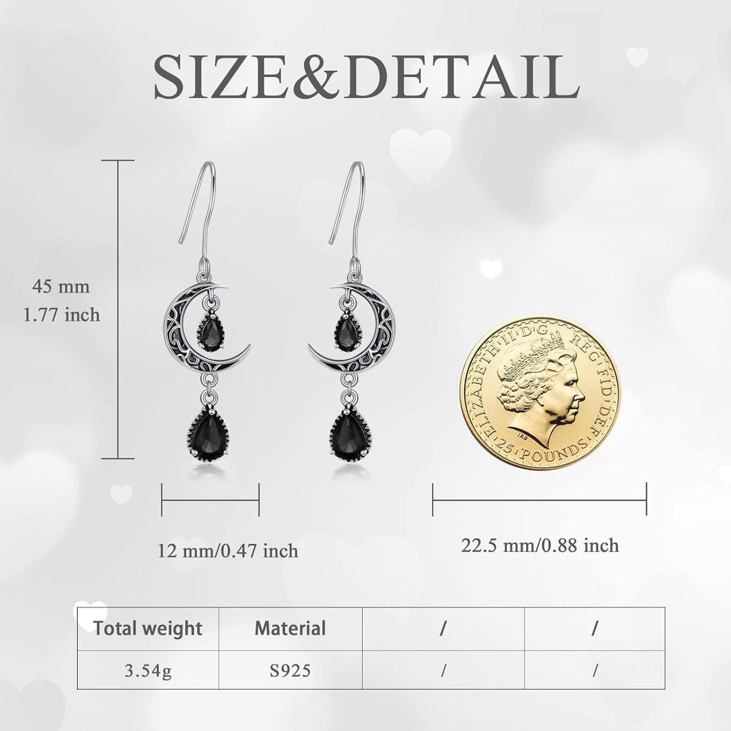 Crimson Moon Sterling Silver Drop Earrings
