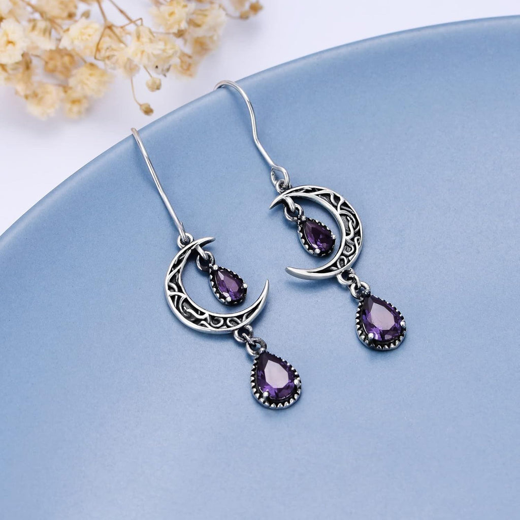Crimson Moon Sterling Silver Drop Earrings
