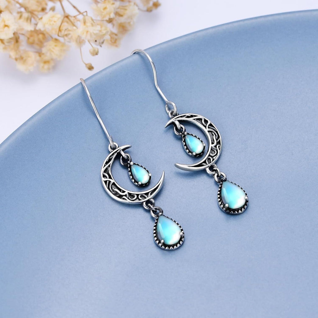 Crimson Moon Sterling Silver Drop Earrings