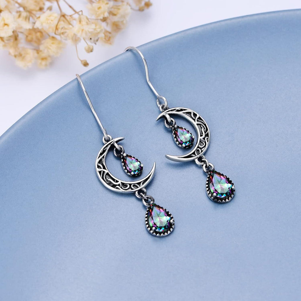 Crimson Moon Sterling Silver Drop Earrings