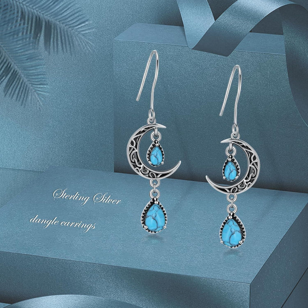 Crimson Moon Sterling Silver Drop Earrings