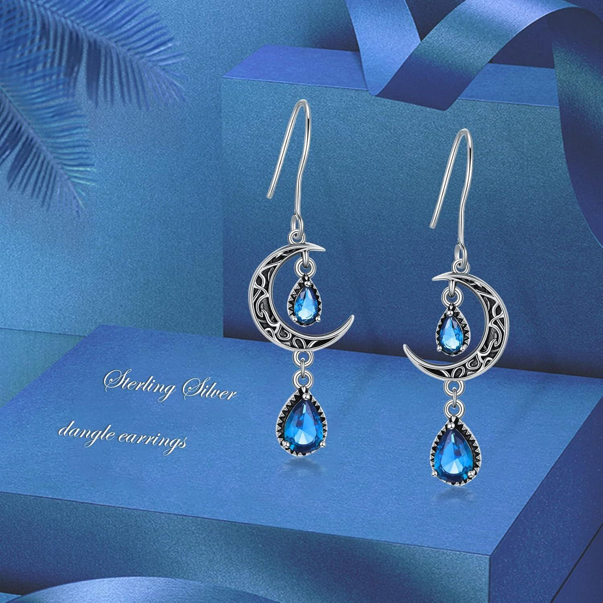 Crimson Moon Sterling Silver Drop Earrings