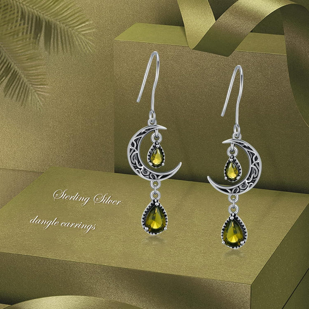 Crimson Moon Sterling Silver Drop Earrings