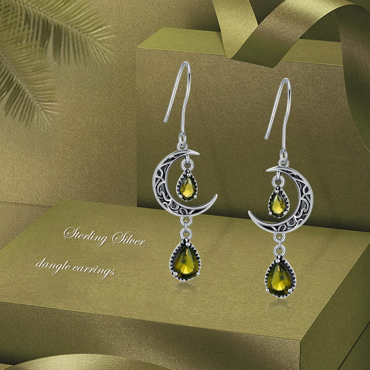 Crimson Moon Sterling Silver Drop Earrings