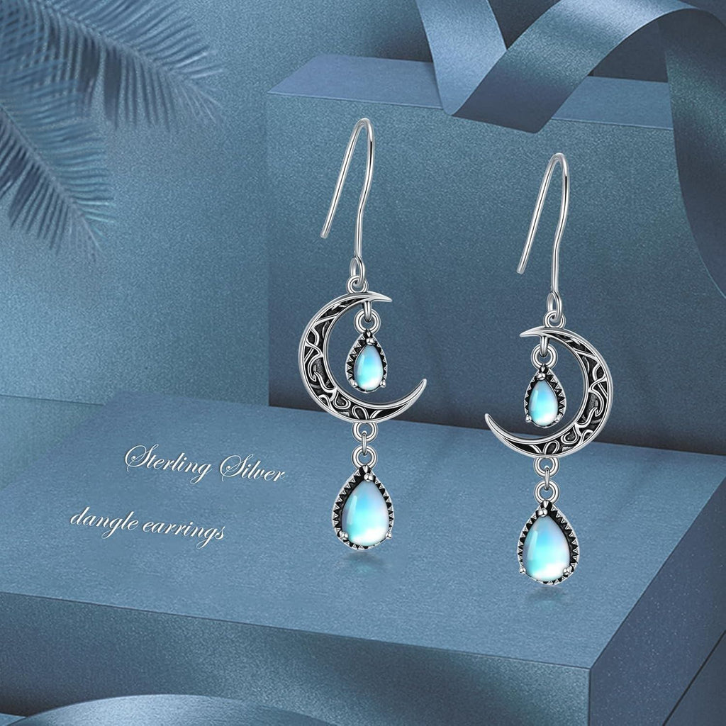 Crimson Moon Sterling Silver Drop Earrings