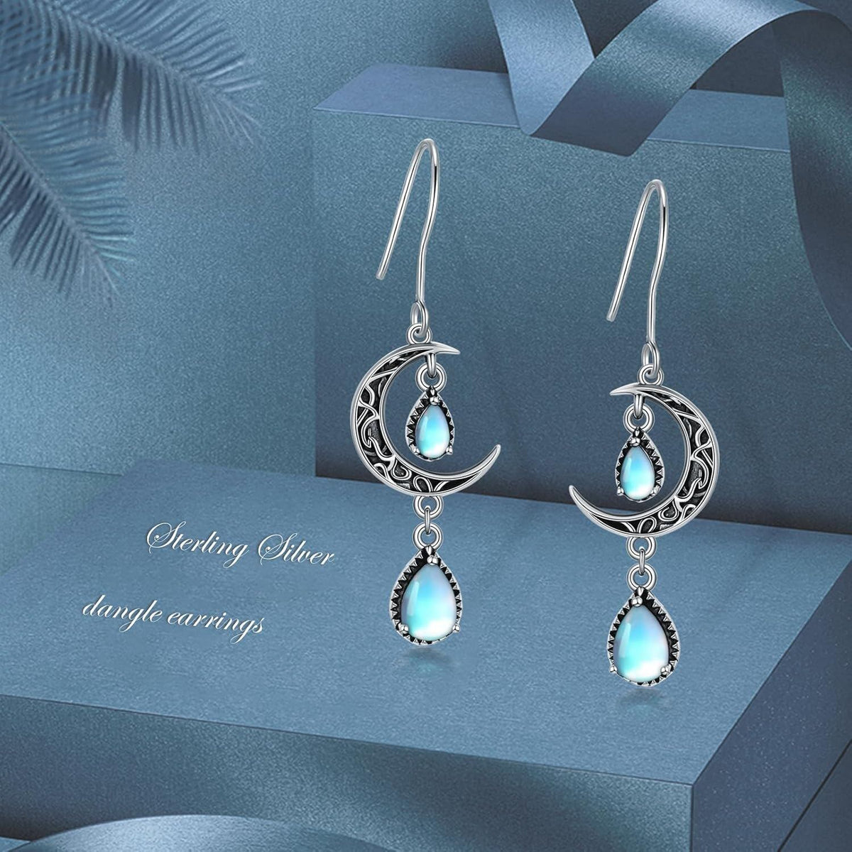 Crimson Moon Sterling Silver Drop Earrings