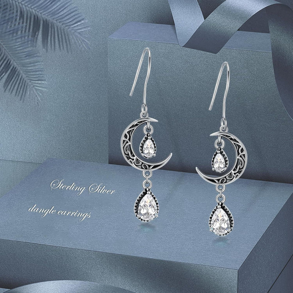 Crimson Moon Sterling Silver Drop Earrings